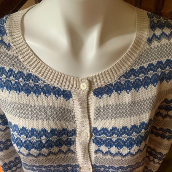 LEVI'S Blue Cream Fair Isle Sweater M - Picture 3 of 6